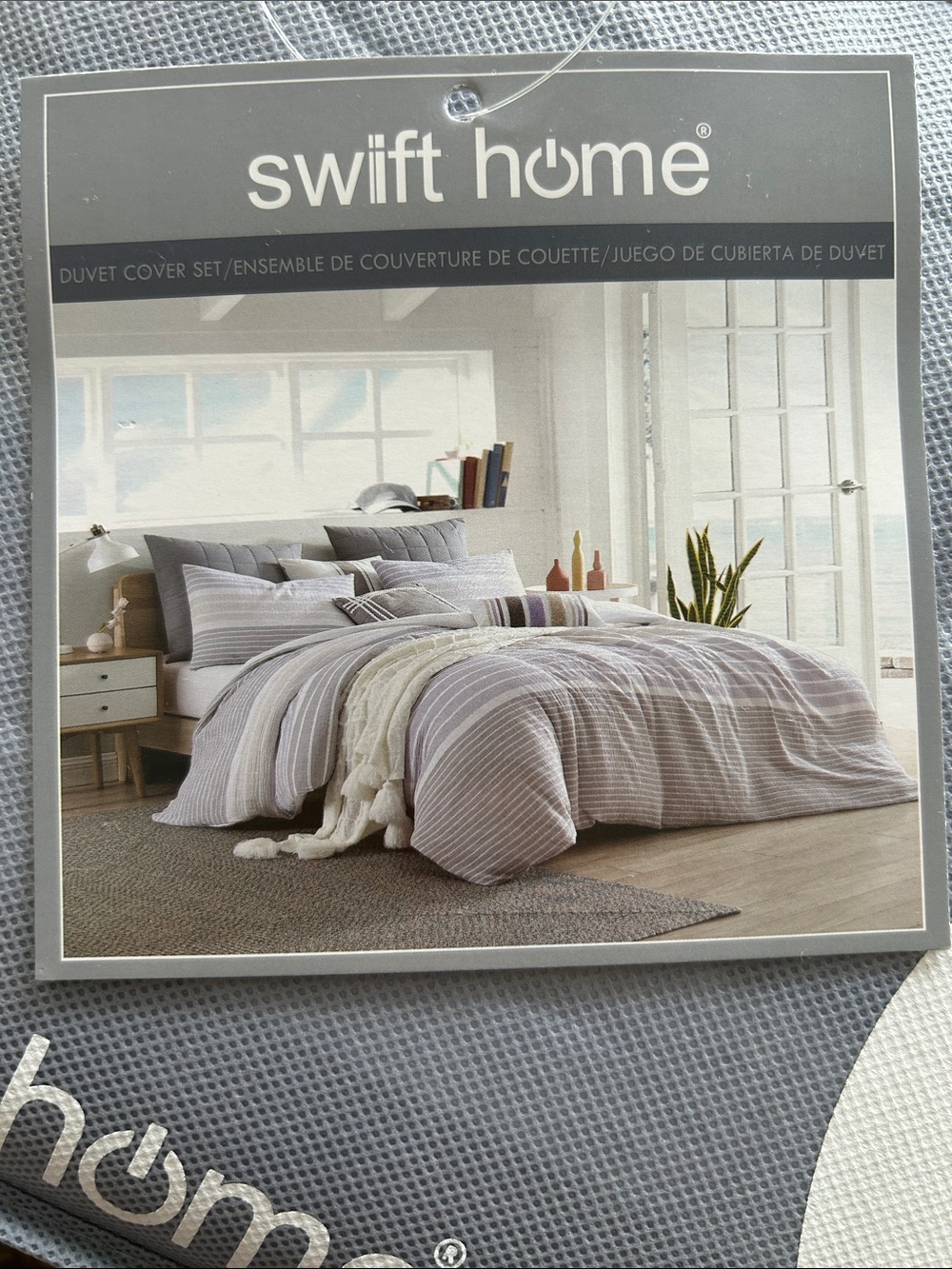 NWT 🆕 Swift Home 100% Cotton Yarn-Dyed Stripe Duvet Cover Set, Textured Queen sz